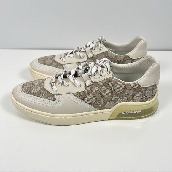 Coach Citysole Court Sneaker in Stone/Chalk Canvas & Leather Signature Logo 10 - Picture 1 of 12